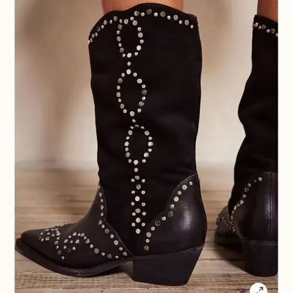 Free People Joelton Studded Western Boot EU 37.5 US 7.5 - Picture 1 of 8